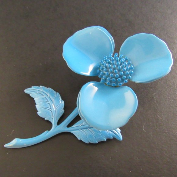 Vintage Jewelry - Vintage Brooch LARGE  Blue Flower